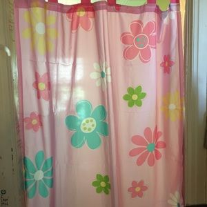 2 for $10 😀 Fun Kid’s Curtain Set. One Pair- Pink with Colorful Flowers